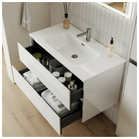 Подвесная тумба Sancos Cento 1190x450x500, c двумя ящиками оснащенными доводчиками, белый глянец, арт. CN120-1W