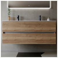 Подвесная тумба Sancos Urban 1190x450x550, c двумя ящиками оснащенными доводчиками, дуб галифакс натуральный, арт. UR120-2EG