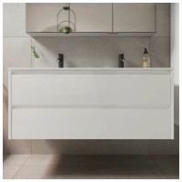 Подвесная тумба Sancos Libra 1190x450x500, c двумя ящиками оснащенными доводчиками, белый глянец, арт. LB120-2W