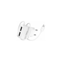 Сзу Hoco c59a mega joy 2xusb, 2.4а, интегр кабель lightning 8-pin, 1м (белый) 0L-00044709