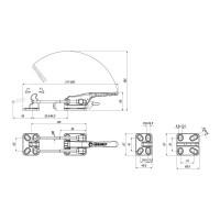 Натяжная защелка KUKAMET с фиксатором, усилие 1200 кг 341-3-L