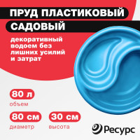 Декоративный пруд ЦентрПласт 80 л пластиковый длина 80 см высота 30 см зеленый 20352