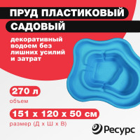 Декоративный пруд ЦентрПласт 270 л пластиковый 151x120x50 см синий 19309