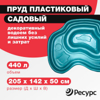 Декоративный пруд ЦентрПласт 440 л пластиковый 205x142x50 см зеленый 14596