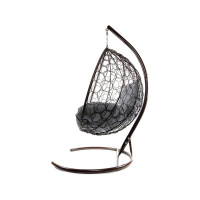 Подвесное кресло M-GROUP XL с ротангом коричневое, серая подушка 11120209