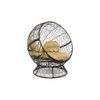 Кресло M-GROUP АПЕЛЬСИН с ротангом коричневое, бежевая подушка 11520201