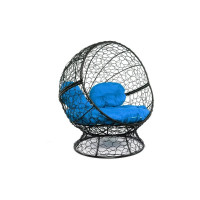 Кресло M-GROUP АПЕЛЬСИН с ротангом чёрное, синяя подушка 11520410