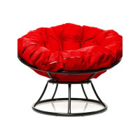 Кресло M-GROUP ПАПАСАН без ротанга чёрное, красная подушка 12010406