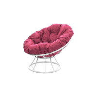 Кресло M-GROUP ПАПАСАН без ротанга белое, розовая подушка 12010108