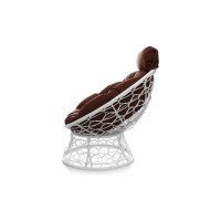 Кресло M-GROUP ПАПАСАН мини с ротангом белое, коричневая подушка 12070105