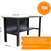 Стол верстак IRONMEBEL Worky WK 1400 M-IM00092K