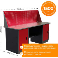 Слесарный двухтумбовый верстак IRONMEBEL worky wk-0/wk-0 1900 с экраном M-IM00196K