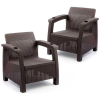 Комплект садовой мебели WORKY набор дачный на 2 персоны (2 кресла + стол), искусственный ротанг, мокко, без подушек ARD258145