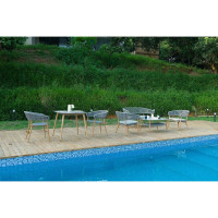 Кресло САМОС алюминий имитация дерева + роуп серый ООО "Фотон" Konway E1144