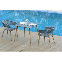 Стол обеденный садовый САМОС 80x80 см, алюминий, имитация дерева, камень ООО "Фотон" Konway E9924stone