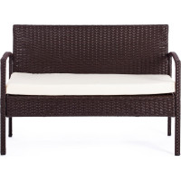 Лаундж сет (диван+2кресла+столик+подушки) Tetchair (mod. 210000) пластиковый ротанг, 106x60x71см/59x60x71см/75x41x38см, коричневый, ткань: DB-02 бежевый 11941