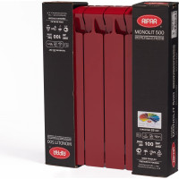 Биметаллический радиатор RIFAR MONOLIT 500 Бордо 06 секц. бок. R-MN-500-06-BO