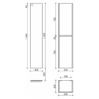 Шкаф-пенал Sancos Smart подвесной белый, 350x300x1600 мм, арт. PSM35W
