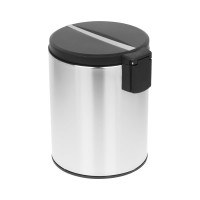 Ведро-контейнер для мусора, урна OfficeClean professional original, 5л, корпус нержавеющая сталь, крышка из пластика, хром 329043
