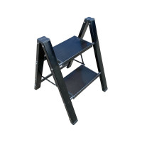 Алюминиевая стремянка SevenBerg milano 2 широкие ступени чёрная Milano-2 black