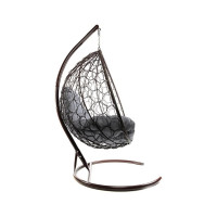 Подвесное кресло M-GROUP XL с ротангом коричневое, серая подушка 11120209