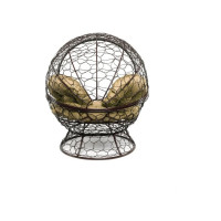 Кресло M-GROUP АПЕЛЬСИН с ротангом коричневое, бежевая подушка 11520201