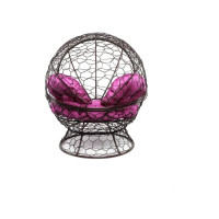 Кресло M-GROUP АПЕЛЬСИН с ротангом коричневое, розовая подушка 11520208