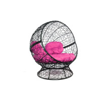 Кресло M-GROUP АПЕЛЬСИН с ротангом чёрное, розовая подушка 11520408