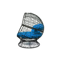 Кресло M-GROUP АПЕЛЬСИН с ротангом чёрное, синяя подушка 11520410