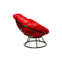 Кресло M-GROUP ПАПАСАН без ротанга чёрное, красная подушка 12010406