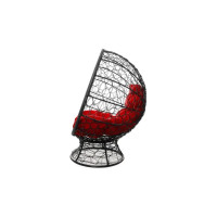 Кресло M-GROUP КОКОС на подставке с ротангом чёрное, красная подушка 11590406