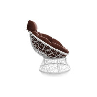 Кресло M-GROUP ПАПАСАН мини с ротангом белое, коричневая подушка 12070105