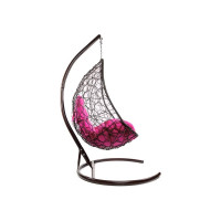 Подвесное кресло M-GROUP ОВАЛ с ротангом коричневое, розовая подушка 11140208