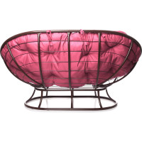 Диван M-GROUP МАМАСАН без ротанга коричневое, розовая подушка 12100208