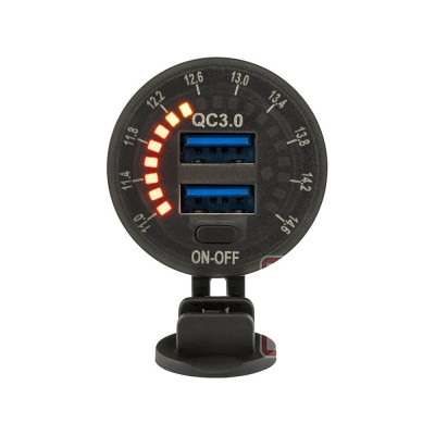 Розетка usb РИФ 2 QC 3.0 с вольтметром RIF22-4-01460