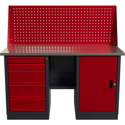 Слесарный двухтумбовый верстак IRONMEBEL worky wk-5/wk-0 1400 с экраном M-IM00176K