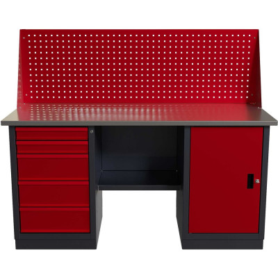 Слесарный двухтумбовый верстак IRONMEBEL worky wk-5/wk-0 1600 с экраном M-IM00188K