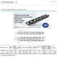 Цепь DONGHUA 06B-1 серии X3 DH (526 зв.) (ПР-9,525-9,1) 5,010м 7657