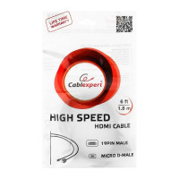 Кабель HDMI-microHDMI Cablexpert v2.0 19M/19M 1.8м медь, позол.разъемы, экран, черный CC-HDMID-6