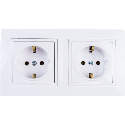 Розетка Bylectrica 2-местная, угловая открытая установка, с заземляющим контактом, серия УЮТ, белый, РА16-772