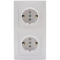 Розетка Bylectrica 2-местная, угловая открытая установка, с заземляющим контактом, со шторкой, серия УЮТ, белый, РА16-776