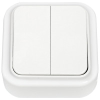 Выключатель Bylectrica 2-клавишная, открытая установка, 6 А, серия ПРАЛЕСКА, белый, А56-134