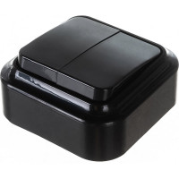 Выключатель Bylectrica 2-клавишная, открытая установка, 6 А, серия ПРАЛЕСКА, А56-134 черный