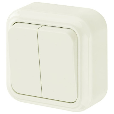 Выключатель Bylectrica 2-клавишная, открытая установка, 6 А, серия ПРАЛЕСКА, А56-134 бежевый