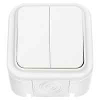 Выключатель Bylectrica 2-клавишная, открытая установка, 6А, IP54, серия ПРАЛЕСКА АКВА, белый, А56-224