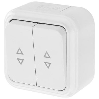 Выключатель Bylectrica 2-клавишный, открытая установка, 6А, проходной, IP54, серия ПРАЛЕСКА АКВА, белый, А6+6 10-873