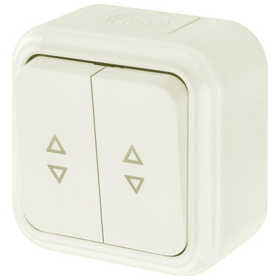 Выключатель Bylectrica 2-клавишный, открытая установка, 6А, проходной, IP54, серия ПРАЛЕСКА АКВА, А6+6 10-873 бежевый