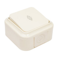 Выключатель BYLECTRICA 1-клавишный, открытая установка, перекрестный IP54, ПРАЛЕСКА АКВА, А6/2 10-872 бежевый