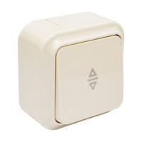 Выключатель BYLECTRICA 1-клавишный, открытая установка, перекрестный IP54, ПРАЛЕСКА АКВА, А6/2 10-872 бежевый