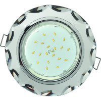 Светильник Ecola GX53 H4 5313 Glass стекло, круг с вогнутыми гранями, хром-хром, зеркальный 38x126 FM53RCECH